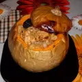 Baked Pumpkin with Meat and Plums for Halloween