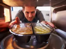 dish in a microwave