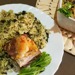 Oven Roasted Lamb Ribs with Nettles and Rice