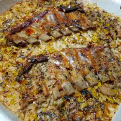 Oven-Baked Lamb Ribs with Rice and Mushrooms