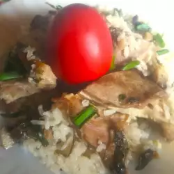Roasted Lamb Ribs with Rice and Mushrooms