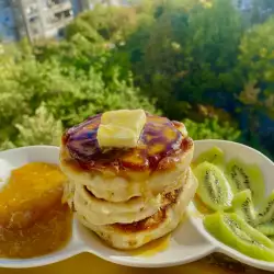American Pancakes with Homemade Apricot Jam