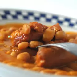 Beans with Black Pudding in a Pot