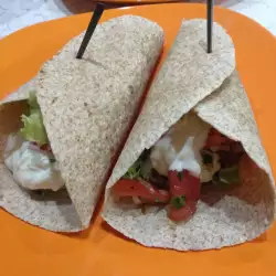 Homemade Burritos with Salsa and Yogurt Sauce