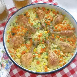 Chicken Drumsticks with Rice and Onions