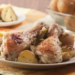 Chicken with Potatoes in a Glass Cook Pot