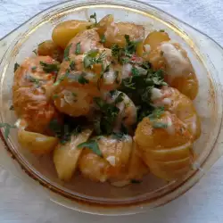 Recipes in a Glass Dish with Potatoes