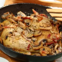 Drumsticks with Mushrooms and Processed Cheese