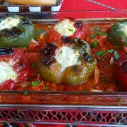 Stuffed Peppers in Sauce with Cheese