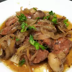 Roasted Chicken Livers with Mushrooms and Beer