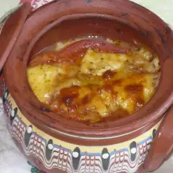 Easy Clay Pot Dish with Tomatoes, Feta Cheese and Cheese