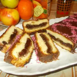Cake with Jam and Chocolate Glaze