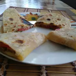 Mexican Quesadilla with Meatballs and Cheese