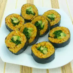 Veggie Golden Kimbap with Avocado and Spinach
