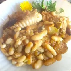 Bean Casserole in Clay Pot with Onions