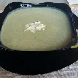 Cream of Broccoli Soup with Carrots and Blue Cheese