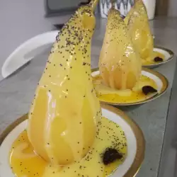 Poached Pears with Aromatic Sauce and White Chocolate