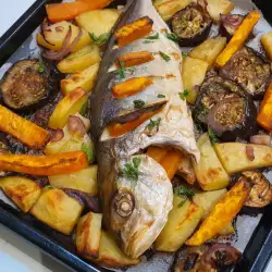 Sea bass with potatoes and Fish