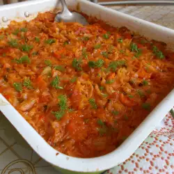 Oven-Baked Cabbage with Onions, Dill and Tomatoes