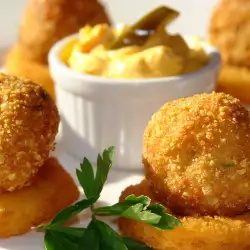 Breaded Cheese Curds with breadcrumbs