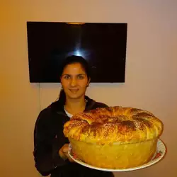 Giant Round Loaf with Feta Cheese and Butter