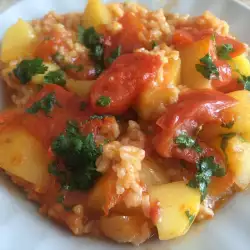 Rice with Potatoes and Tomatoes in the Oven