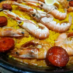 Paella with shrimp