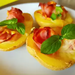Baked Potatoes with Ham Roses