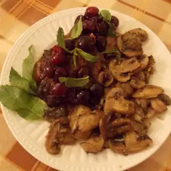 Pork Steaks with Mushrooms and Cherry Jam