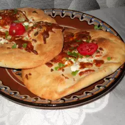 Appetizing Homemade Flatbread with Feta Cheese and Cheese