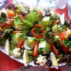 Colorful Salad with Stuffed Eggs