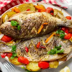 Juicy Oven Baked Whole Sea Bream with Potatoes