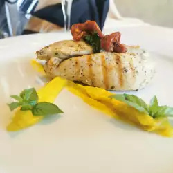 Chicken Fillets with Mango Sauce, Dried Tomatoes and Basil