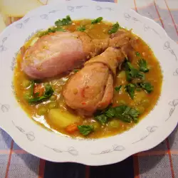 Chicken Drumsticks with Peas and Tomatoes