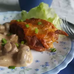 Chicken Steaks with Mushroom Sauce and Cheeses