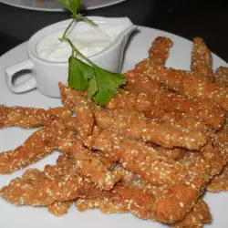 Chicken Strips with Sesame and Garlic Sauce