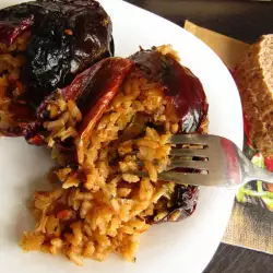 Vegan Stuffed Dried Peppers with Rice and Leeks