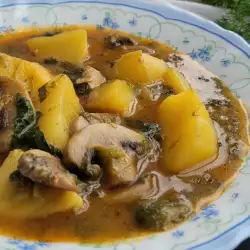 Vegan Spring Stew with Potatoes and Mushrooms
