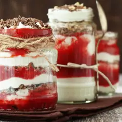 Pudding with raspberries