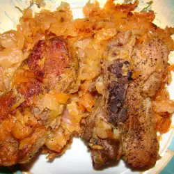 Pork Ribs with Sauerkraut in the Oven