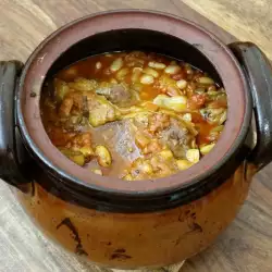 Bean Casserole in Clay Pot with Garlic