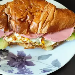 Croissant Sandwich with Cheese and Salami