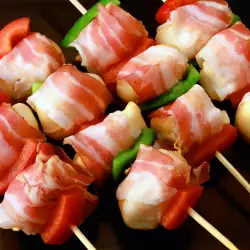 Skewers with Bacon and Processed Cheese