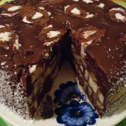 Chocolate Cake with Rolls and Bananas
