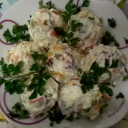 Feta Cheese, Roasted Pepper and Strained Yoghurt Salad
