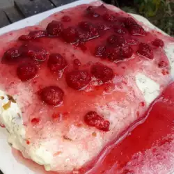 Ice Cream Cake with Condensed Milk and Raspberries