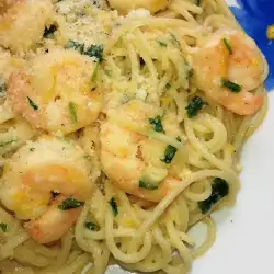 Spaghetti with shrimp and Lemons
