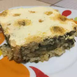 Oven-Baked Spinach with Rice and Topping