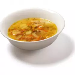 Colorful Soup with Fresh Mushrooms