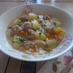 Meatball Soup with Vermicelli and Thickening Agent